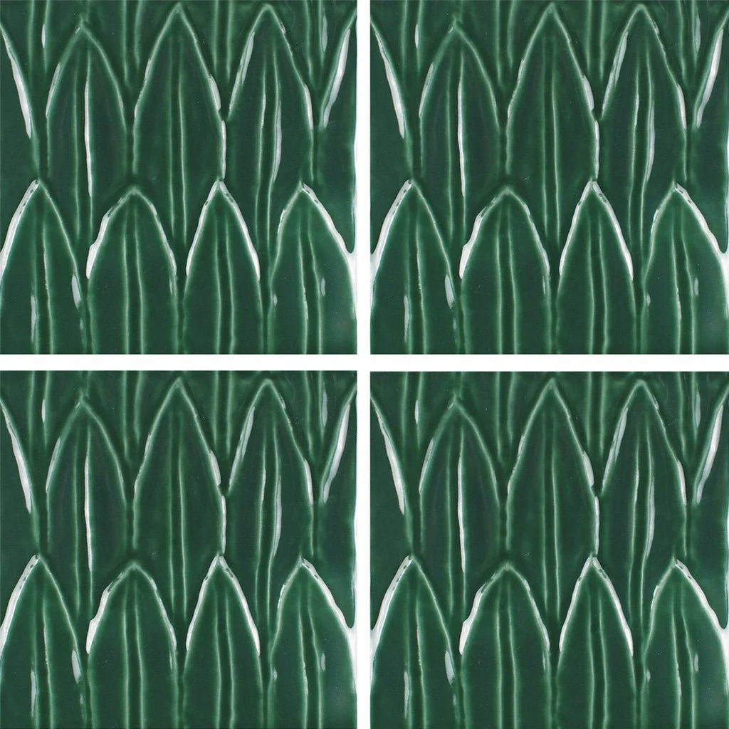 Verde Deco Foglia, 6" x 6" - Porcelain Pool Tile
