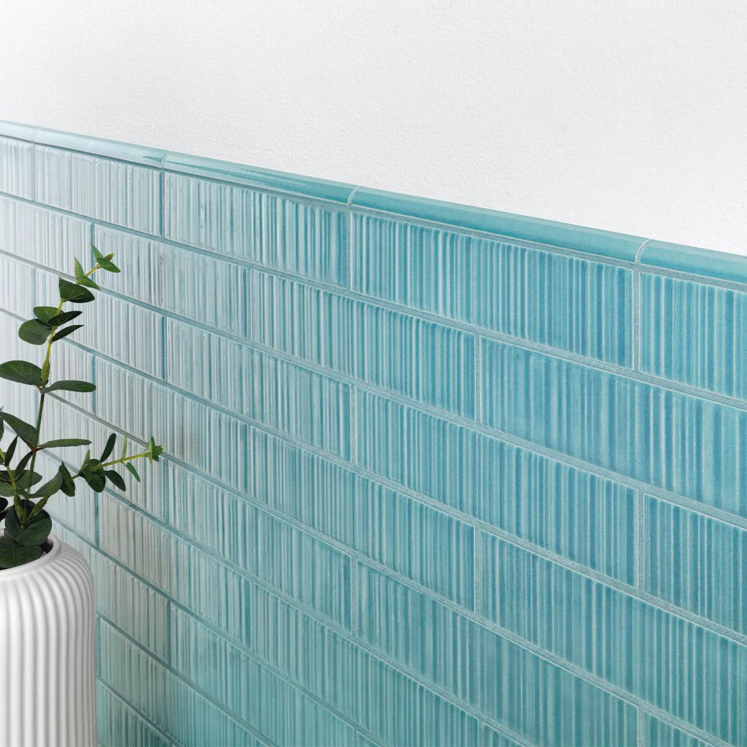 Vibrant Aqua Glossy, 2" x 9" - Porcelain Tile - Image 2
