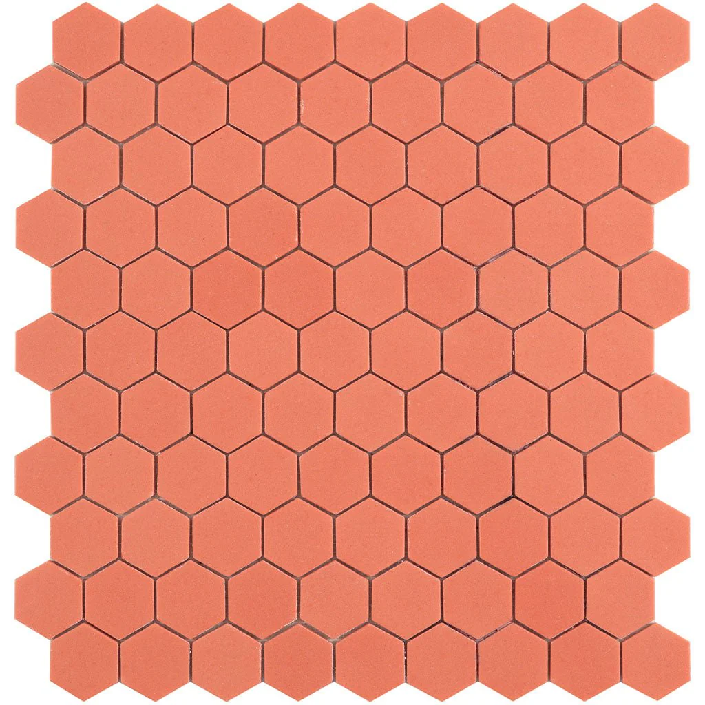 Candy Coral, Hexagon Mosaic - Glass Tile
