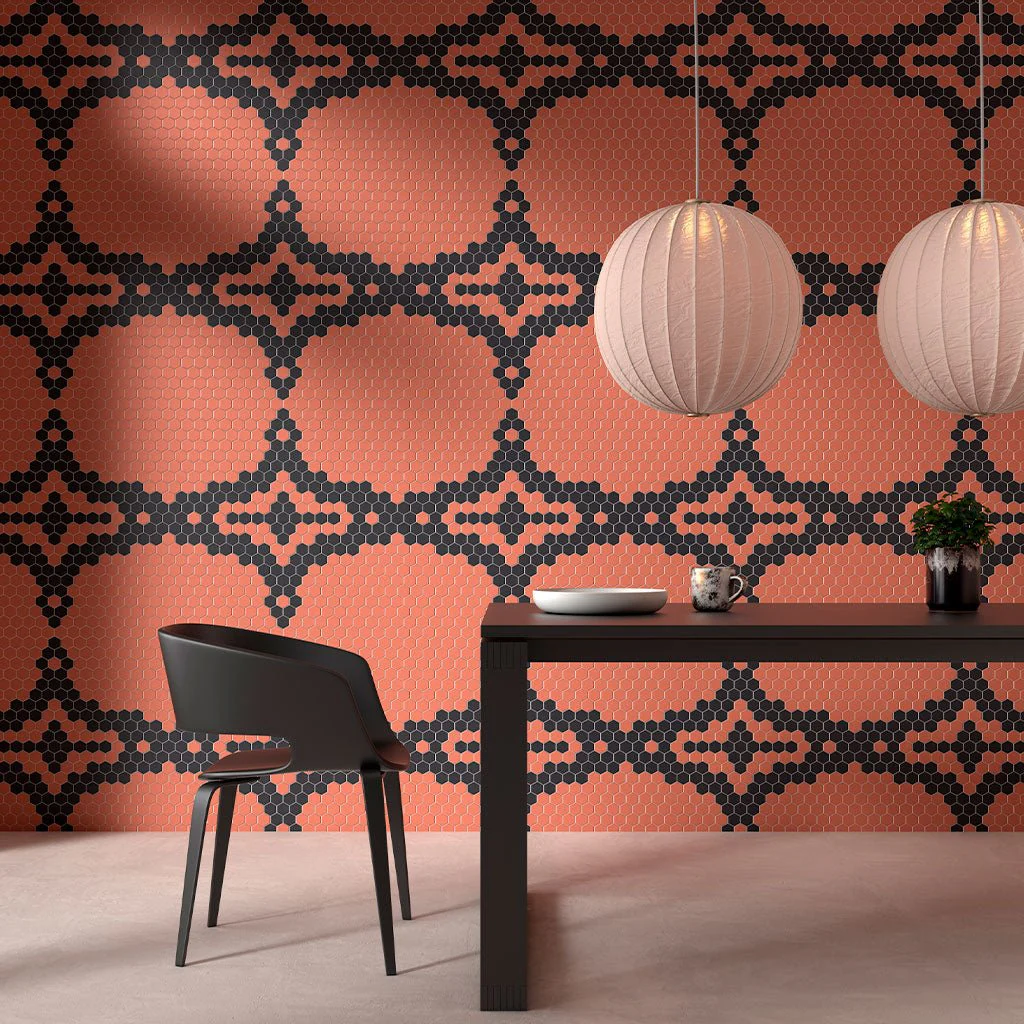 Candy Coral, Hexagon Mosaic - Glass Tile - Image 2