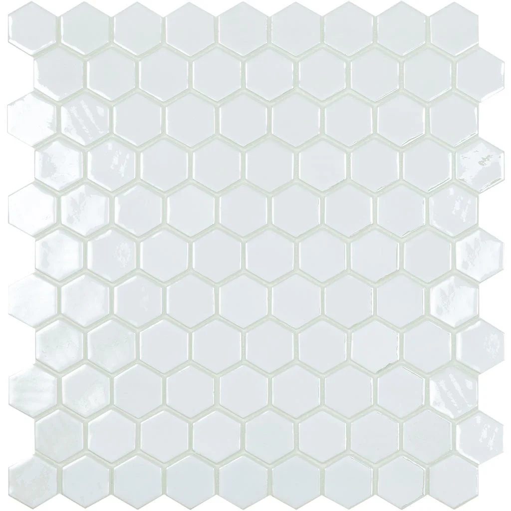 Raw White, Hexagon Mosaic - Glass Tile