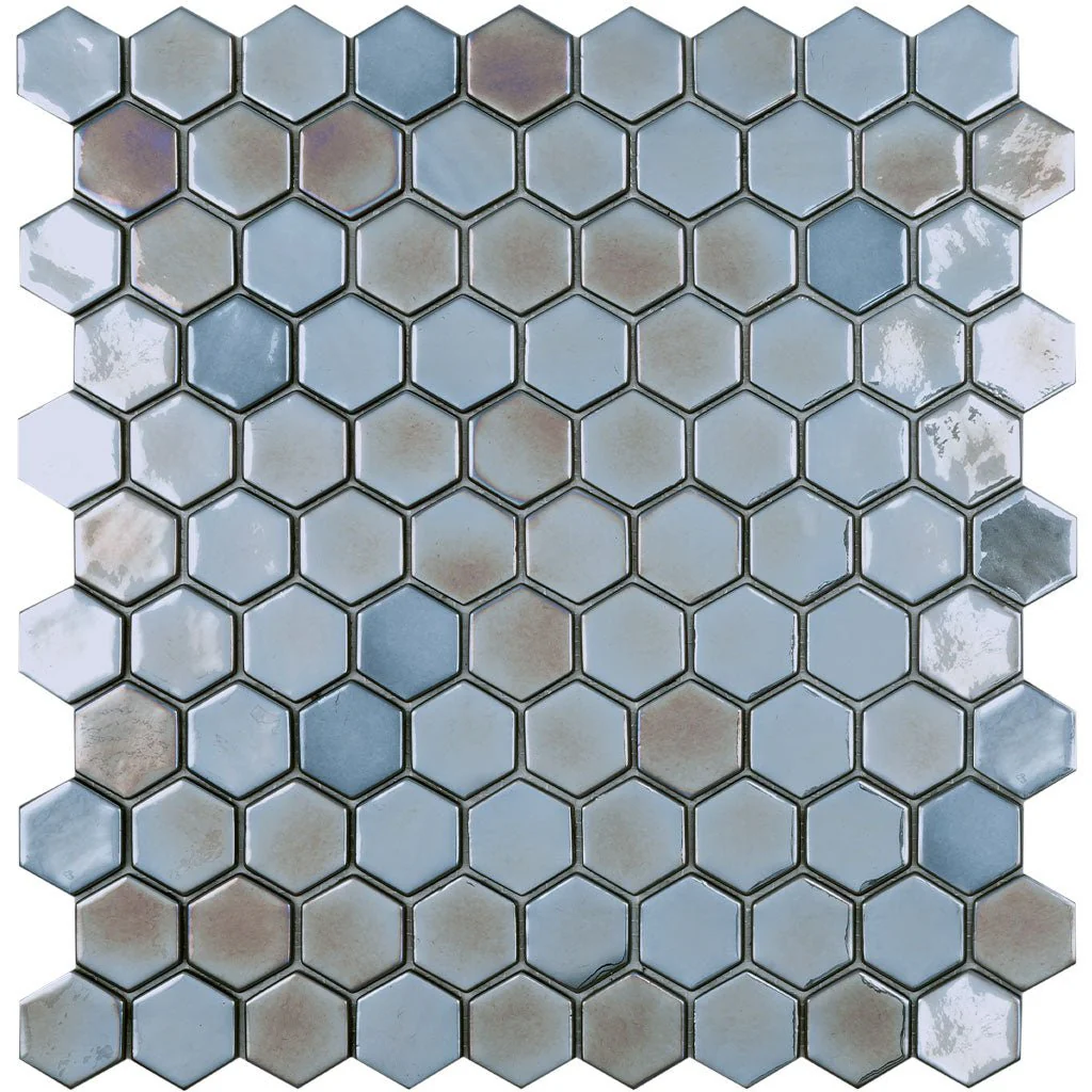 Steel Grey, Hexagon Mosaic - Glass Tile