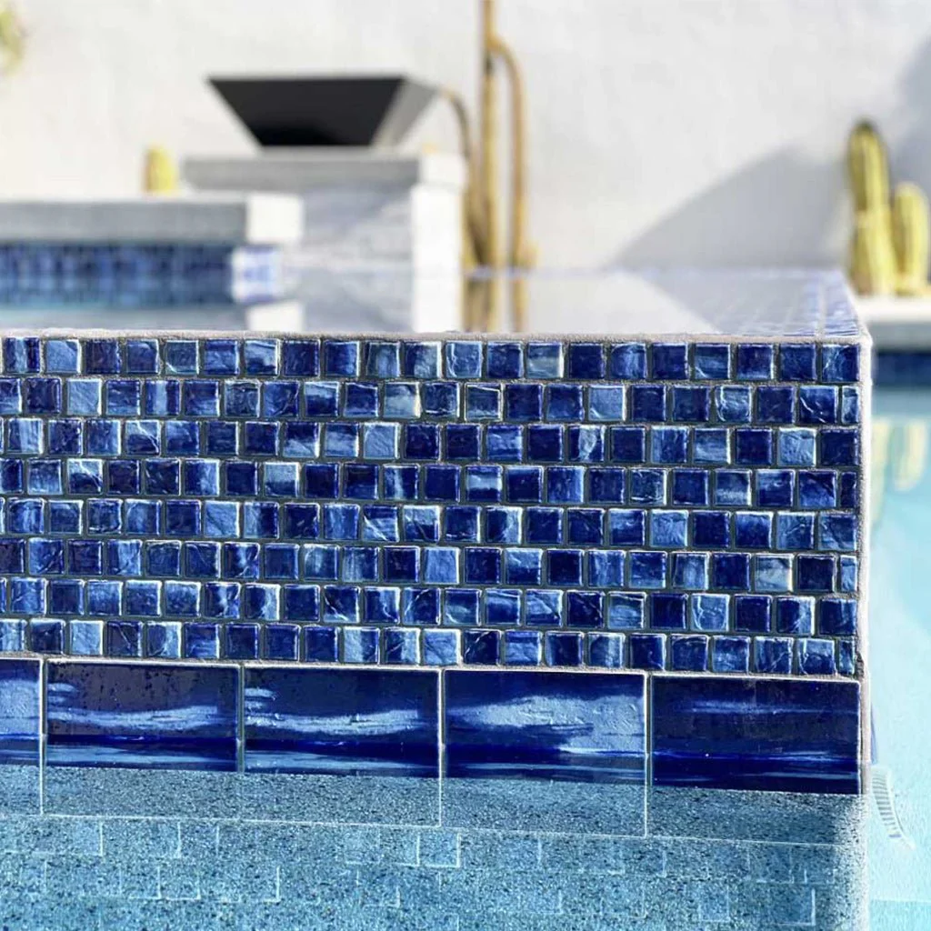 Wave Crest, 1-1/8" x 1-1/8" - Porcelain Pool Tile - Image 5