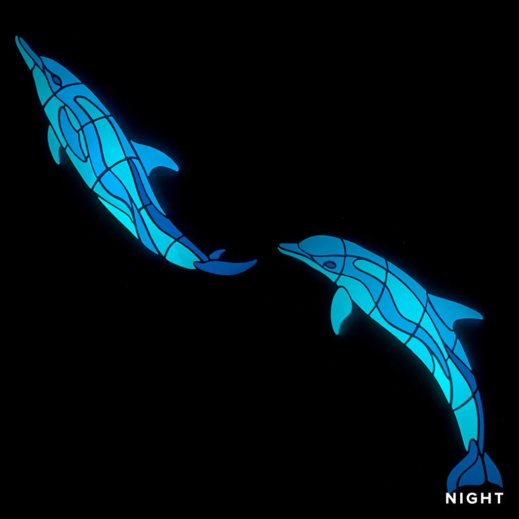 Wave Dolphins, Left - Glow in the Dark Pool Mosaics - Image 2