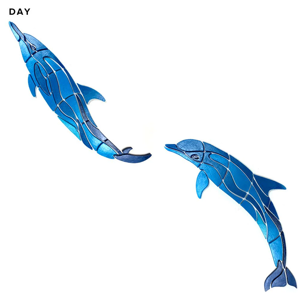 Wave Dolphins, Left - Glow in the Dark Pool Mosaics - Image 3