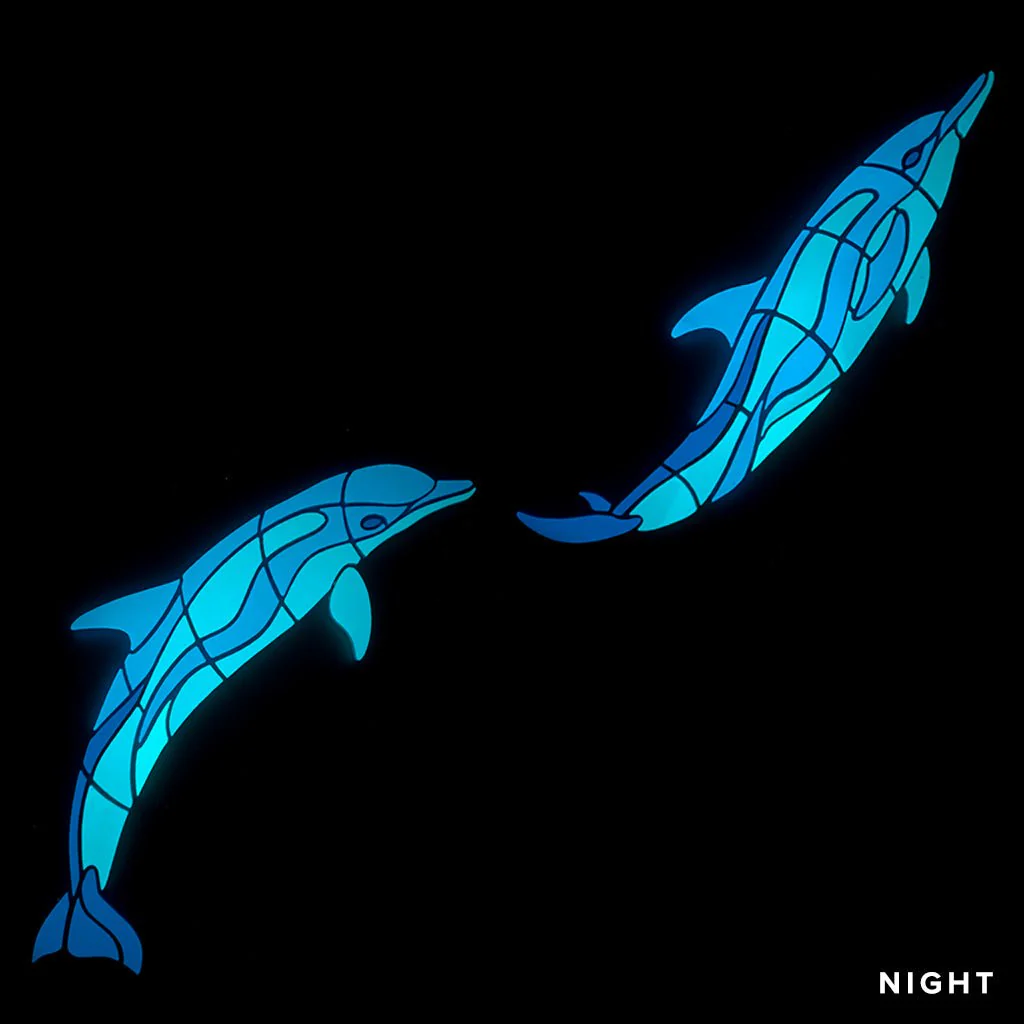 Wave Dolphins, Right - Glow in the Dark Pool Mosaics - Image 2