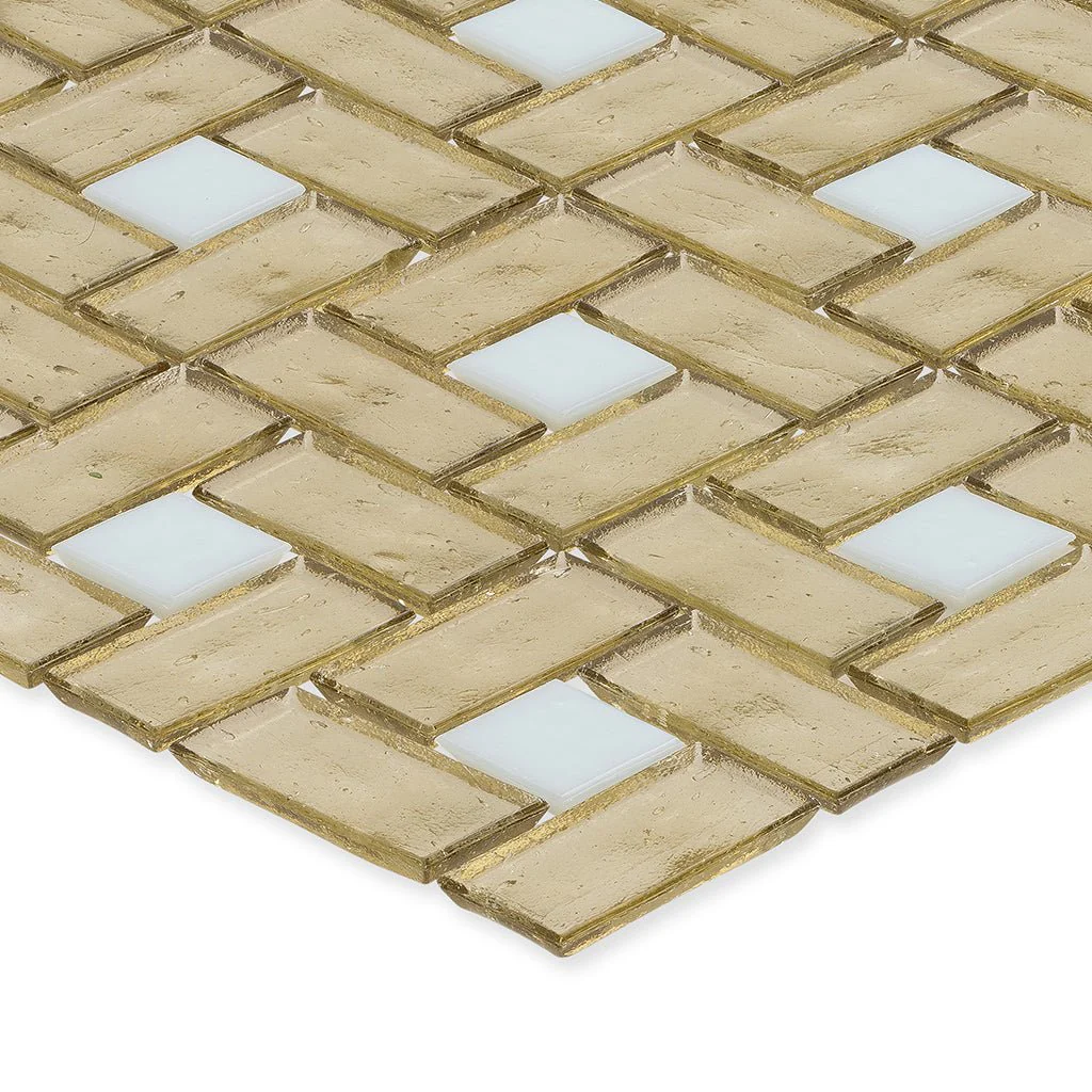 White 1" x 1" and Fire Opal 1" x 2", Pinwheel Pattern - Glass Tile - Image 2
