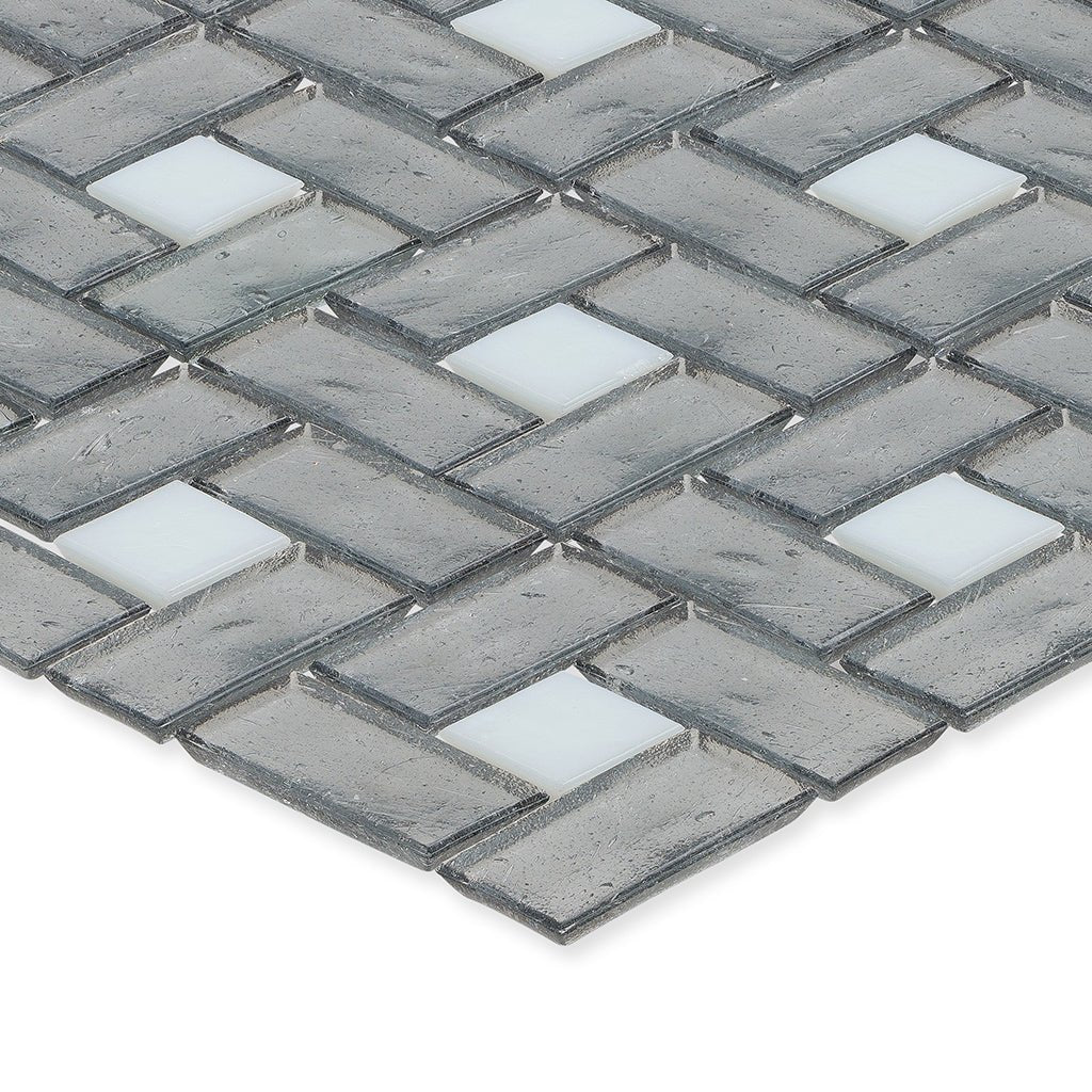 White 1" x 1" and Moonstone 1" x 2", Pinwheel Pattern - Glass Tile - Image 2