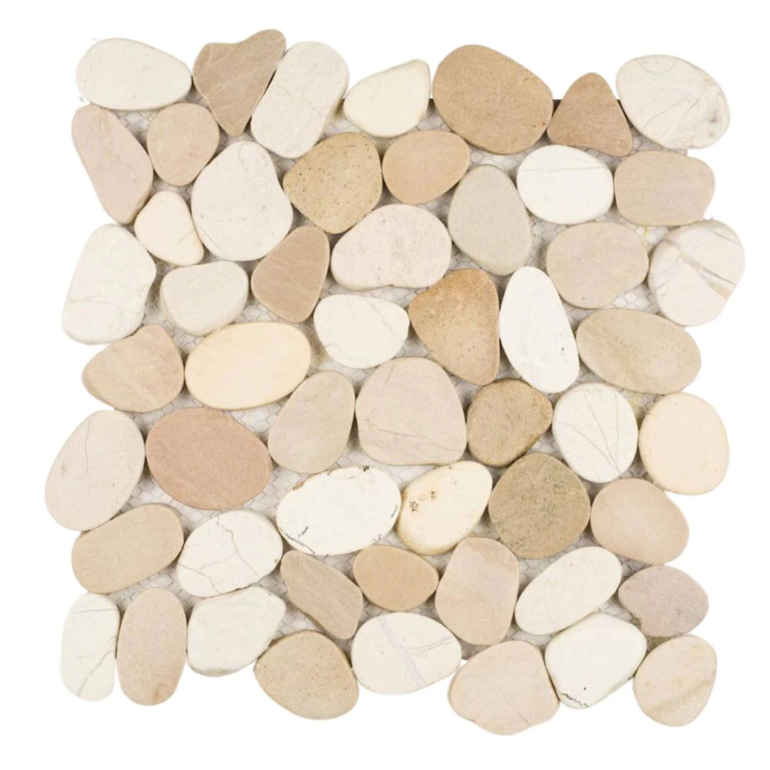 White and Tan - Shaved Pebble Tile