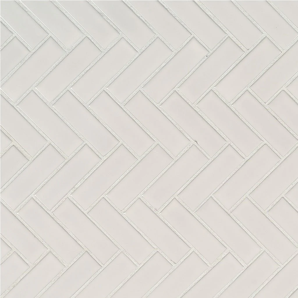 White, Herringbone Mosaic - Porcelain Tile
