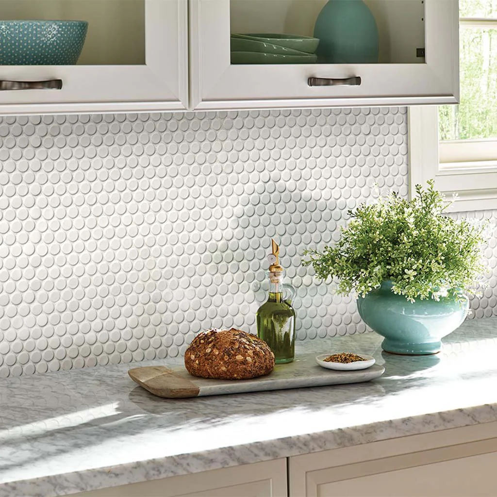 White, Penny Round Mosaic - Porcelain Tile - Image 2