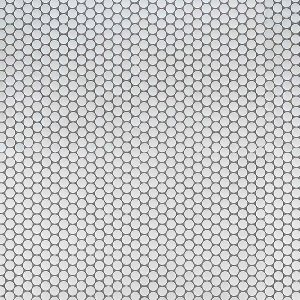 Matte White, Penny Round Mosaic - Porcelain Tile - Image 2