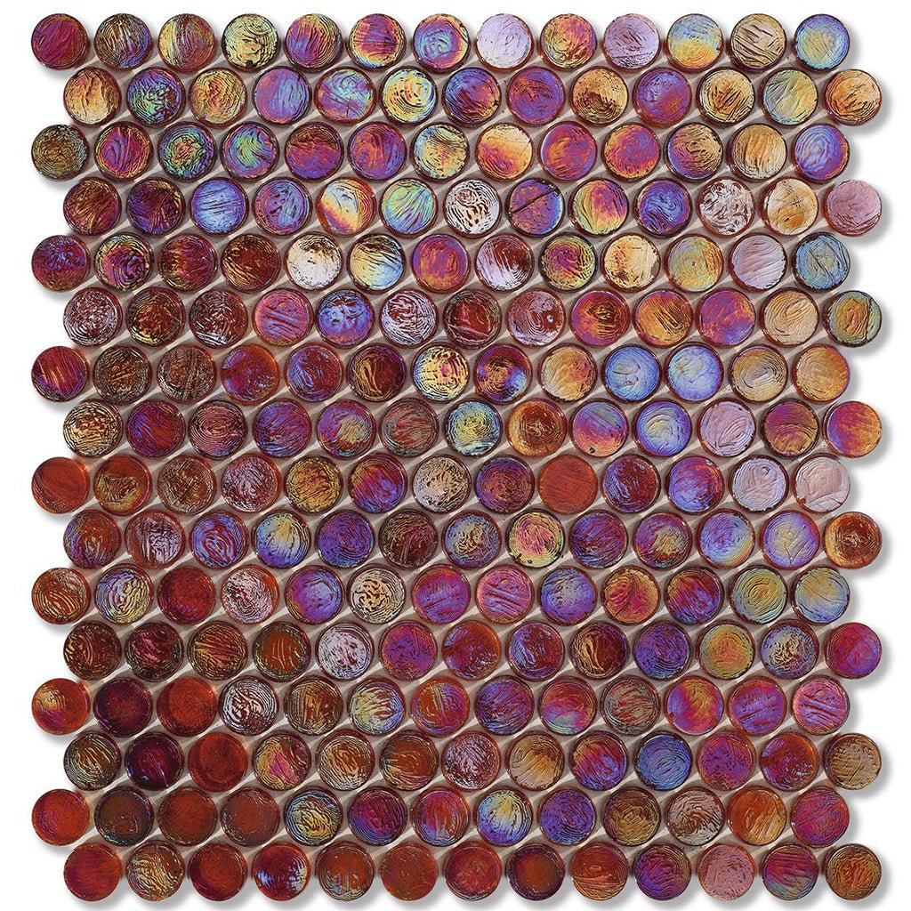 Wool Barrels, 6/8" - Glass Penny Round Mosaic