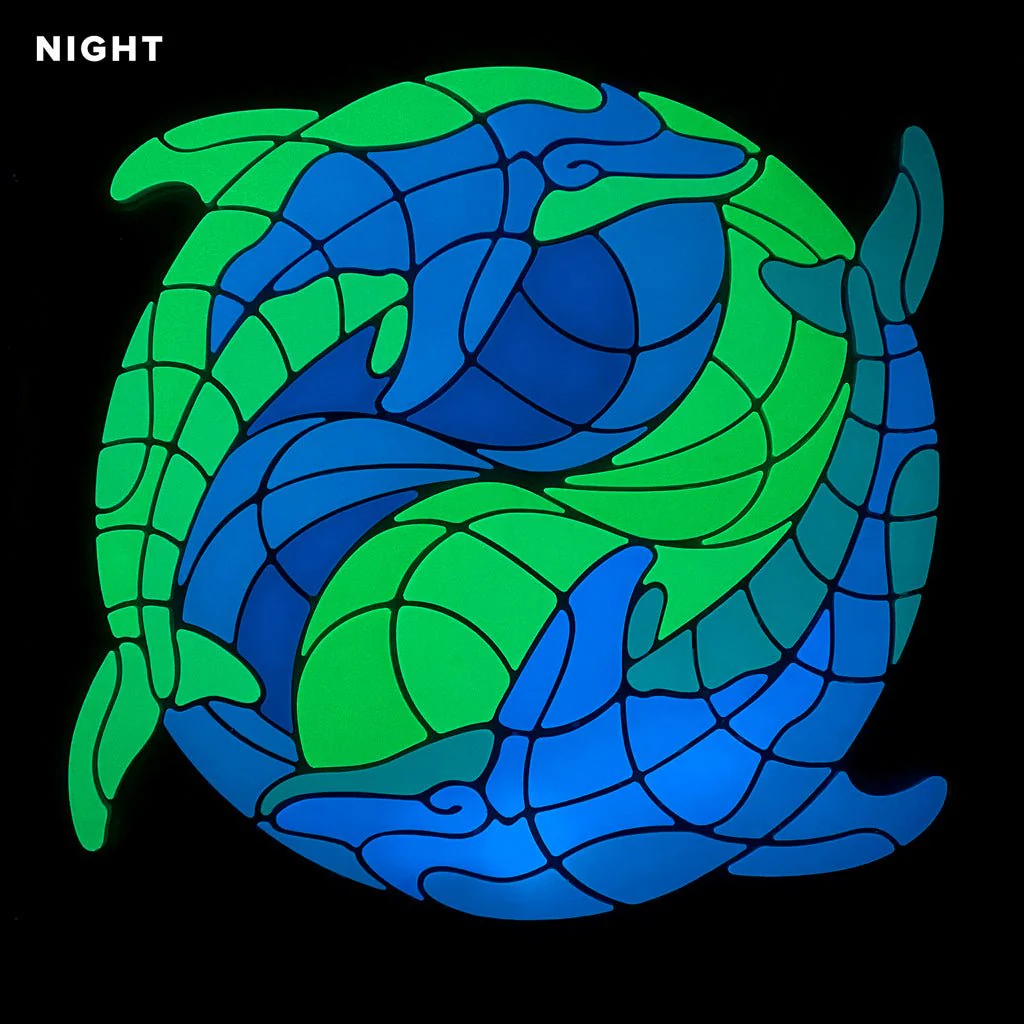 Ying Yang Dolphin Medallion - Glow in the Dark Pool Mosaic - Image 2