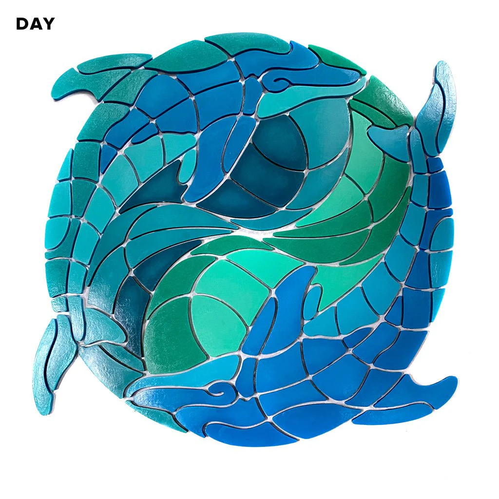 Ying Yang Dolphin Medallion - Glow in the Dark Pool Mosaic - Image 3