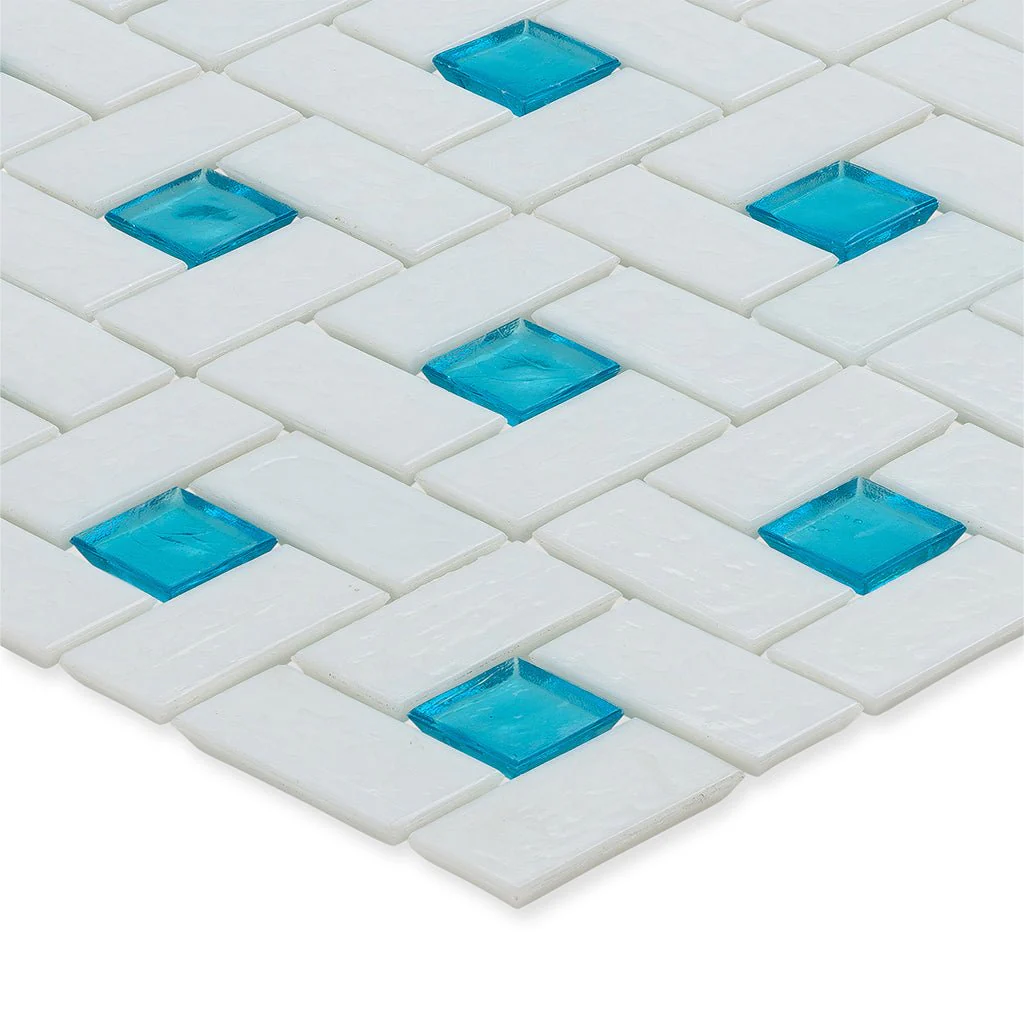 Zircon 1"x 1" and White 1" x 2", Pinwheel Pattern - Glass Tile - Image 2