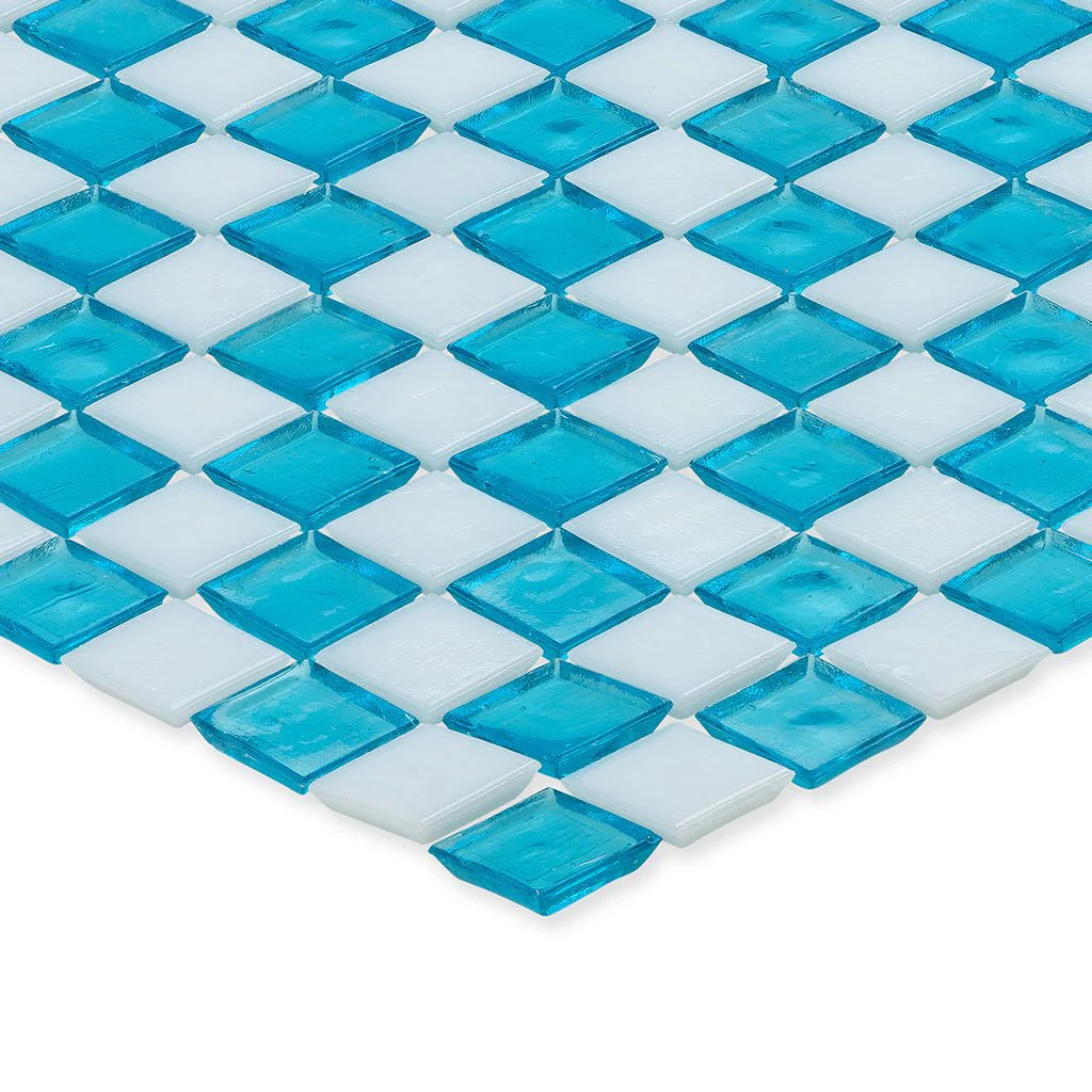 Zircon and White, 1" x 1" Checkerboard Pattern - Glass Tile - Image 2