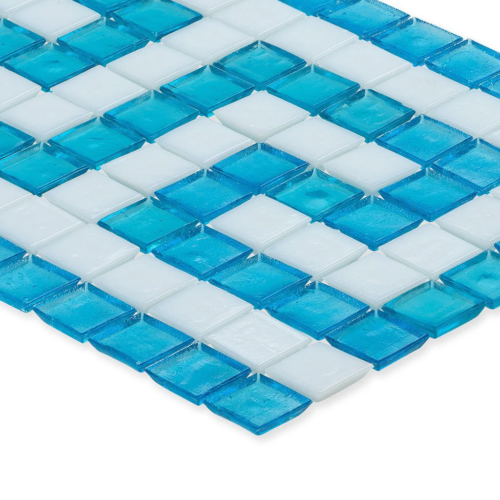Zircon and White, 1" x 1" Greek Key Pattern - Glass Tile - Image 2